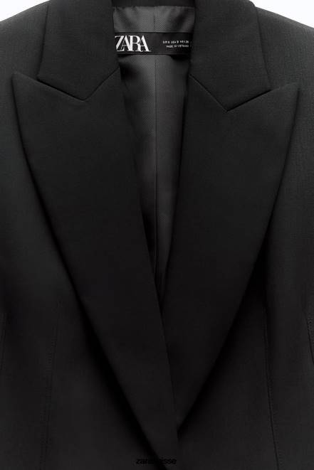 Zara vêtements P66V144 femmes blazer ajusté à coutures noir