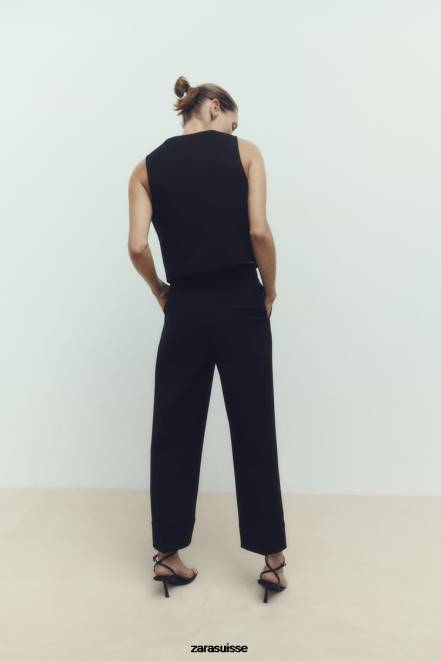 Zara vêtements P66V145 femmes gilet sur mesure noir