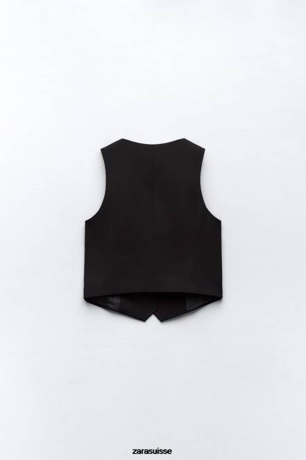 Zara vêtements P66V145 femmes gilet sur mesure noir