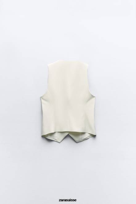 Zara vêtements P66V153 femmes gilet sur mesure écru