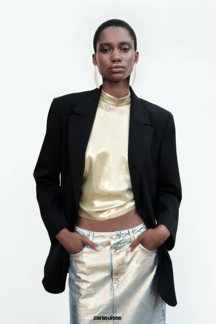 Zara vêtements P66V159 femmes blazer coupe droite noir