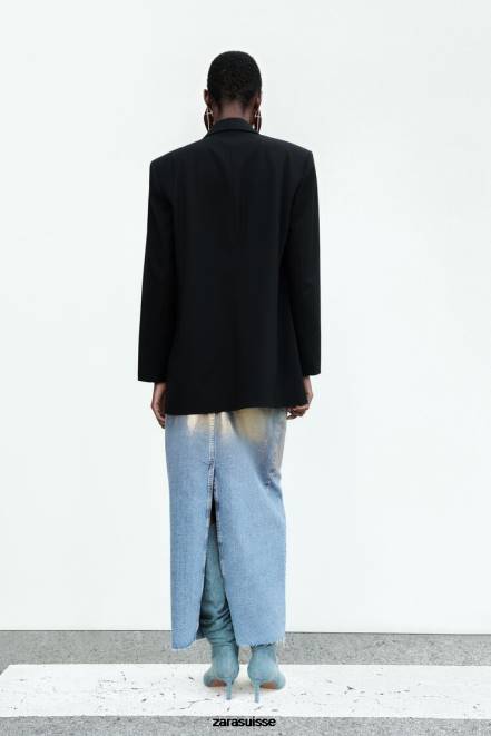 Zara vêtements P66V159 femmes blazer coupe droite noir