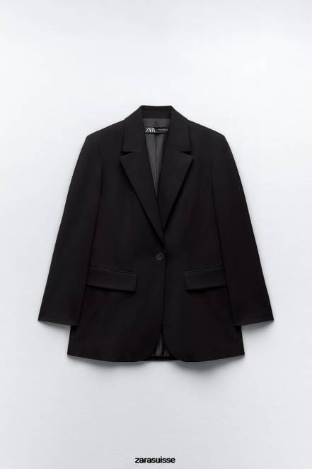 Zara vêtements P66V159 femmes blazer coupe droite noir
