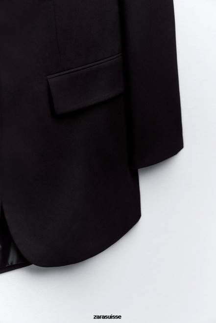 Zara vêtements P66V159 femmes blazer coupe droite noir