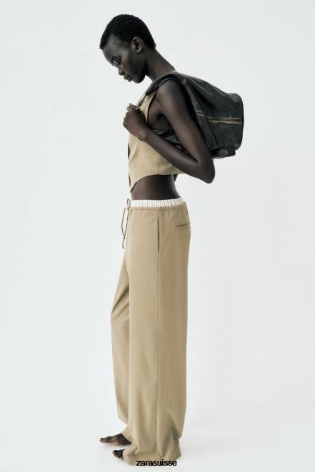 Zara vêtements P66V161 femmes gilet sur mesure chameau clair