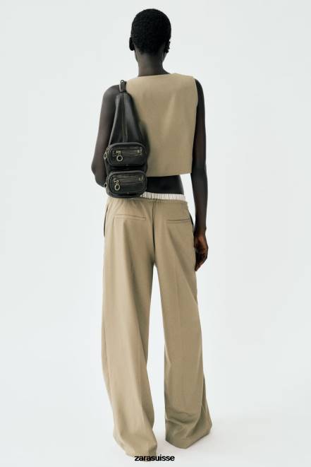 Zara vêtements P66V161 femmes gilet sur mesure chameau clair