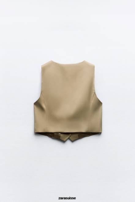 Zara vêtements P66V161 femmes gilet sur mesure chameau clair