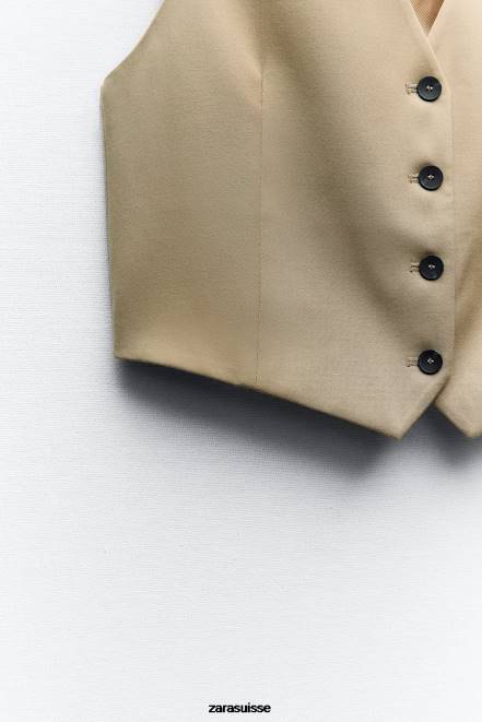 Zara vêtements P66V161 femmes gilet sur mesure chameau clair