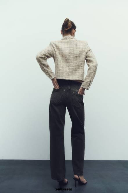 Zara vêtements P66V162 femmes veste texturée à double boutonnage multicolore