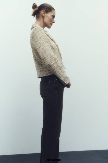 Zara vêtements P66V162 femmes veste texturée à double boutonnage multicolore