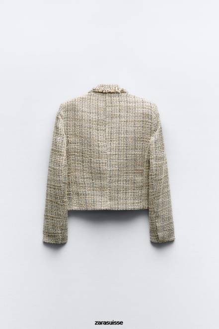 Zara vêtements P66V162 femmes veste texturée à double boutonnage multicolore