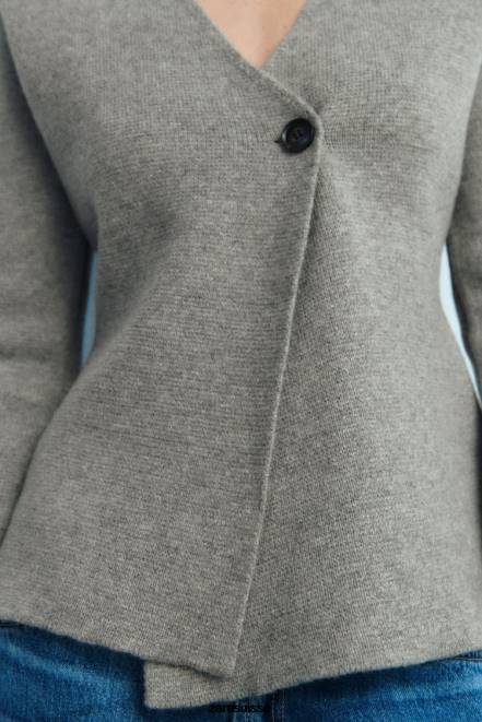 Zara vêtements P66V164 femmes blazer en laine à basque gris