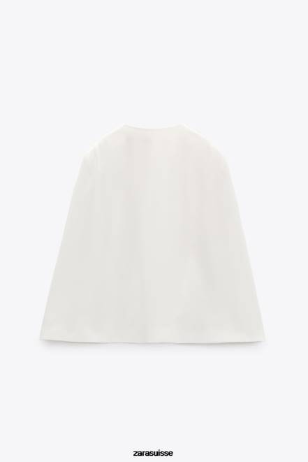 Zara vêtements P66V165 femmes blazer cape écru