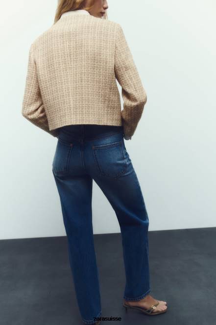 Zara vêtements P66V169 femmes blazer court texturé multicolore
