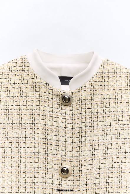 Zara vêtements P66V169 femmes blazer court texturé multicolore
