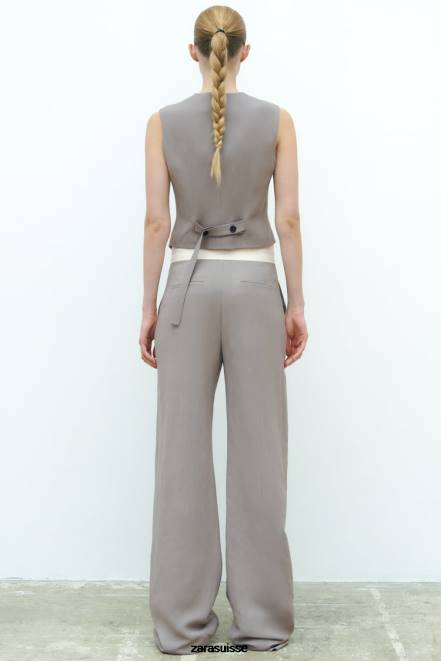 Zara vêtements P66V185 femmes gilet asymétrique croisé édition limitée gris