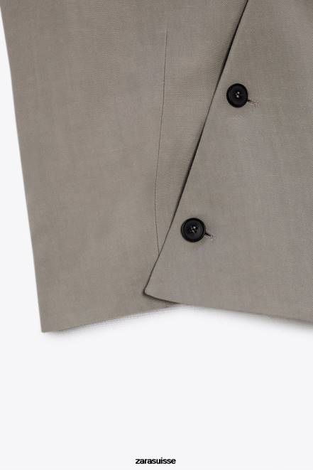 Zara vêtements P66V185 femmes gilet asymétrique croisé édition limitée gris