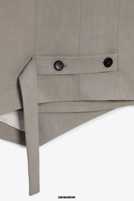 Zara vêtements P66V185 femmes gilet asymétrique croisé édition limitée gris