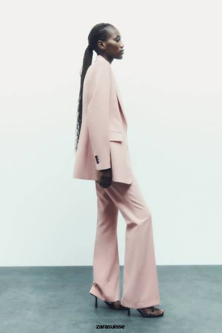 Zara vêtements P66V186 femmes blazer ajusté à coutures beige/rose