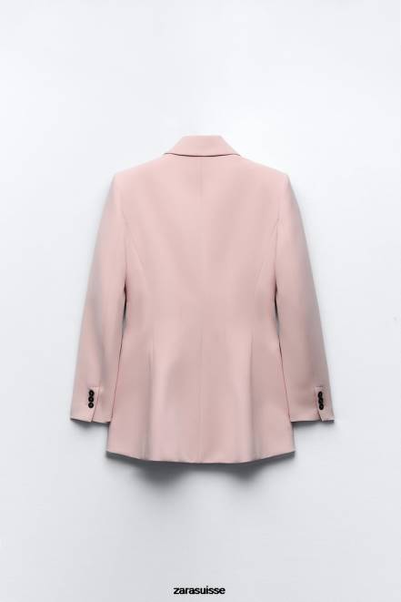 Zara vêtements P66V186 femmes blazer ajusté à coutures beige/rose