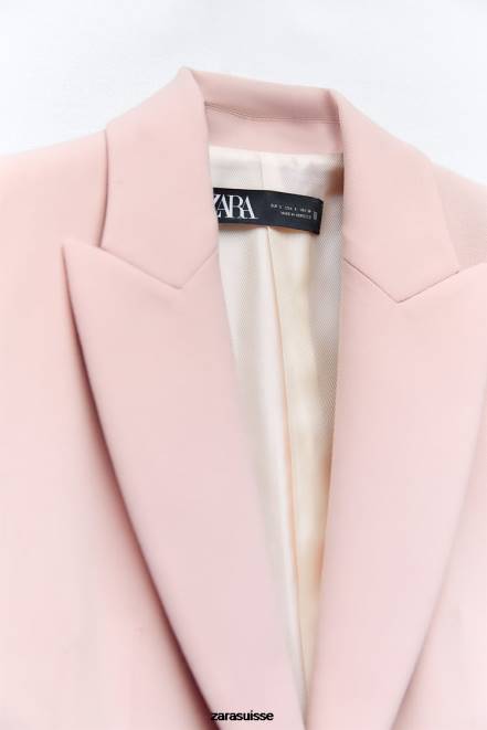 Zara vêtements P66V186 femmes blazer ajusté à coutures beige/rose