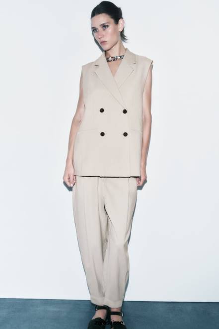 Zara vêtements P66V187 femmes gilet portefeuille sable