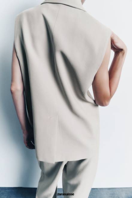 Zara vêtements P66V187 femmes gilet portefeuille sable