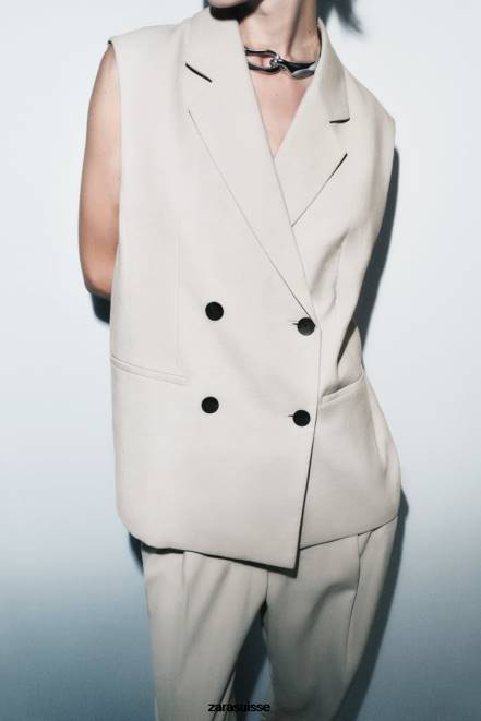Zara vêtements P66V187 femmes gilet portefeuille sable