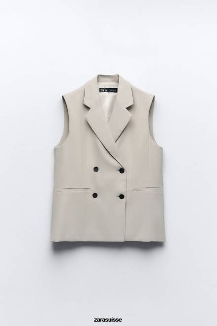 Zara vêtements P66V187 femmes gilet portefeuille sable