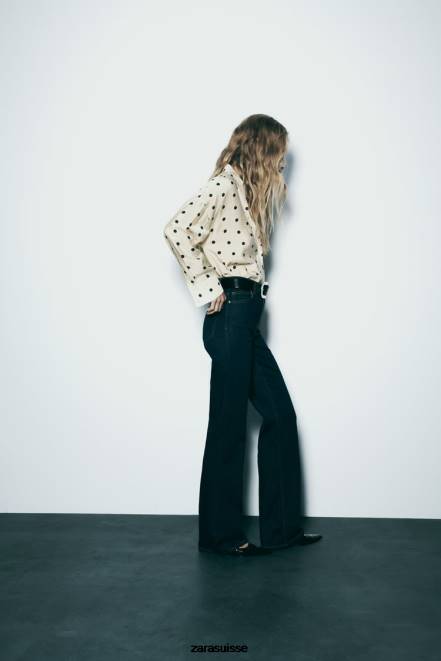 Zara vêtements P66V295 femmes chemise à pois écru/noir