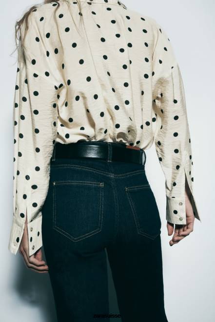 Zara vêtements P66V295 femmes chemise à pois écru/noir