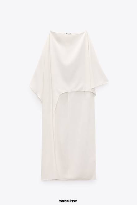 Zara vêtements P66V301 femmes blouse cape asymétrique écru