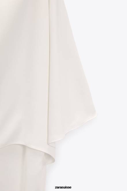 Zara vêtements P66V301 femmes blouse cape asymétrique écru