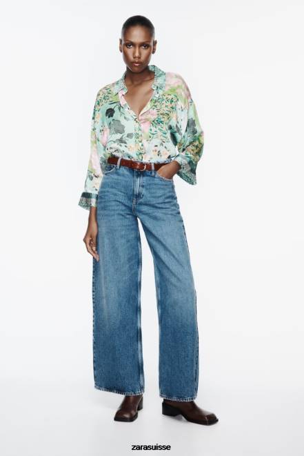 Zara vêtements P66V321 femmes chemise à imprimé floral multicolore