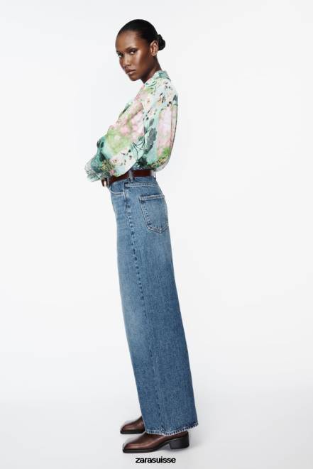 Zara vêtements P66V321 femmes chemise à imprimé floral multicolore