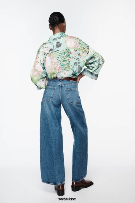 Zara vêtements P66V321 femmes chemise à imprimé floral multicolore