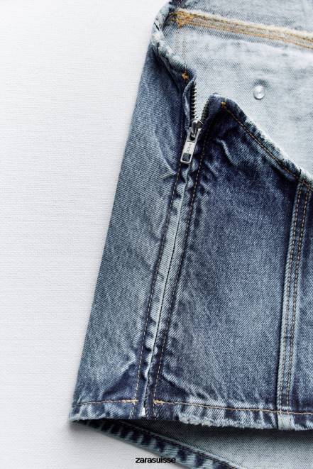 Zara vêtements P66V330 femmes haut asymétrique en jean trf seulement un