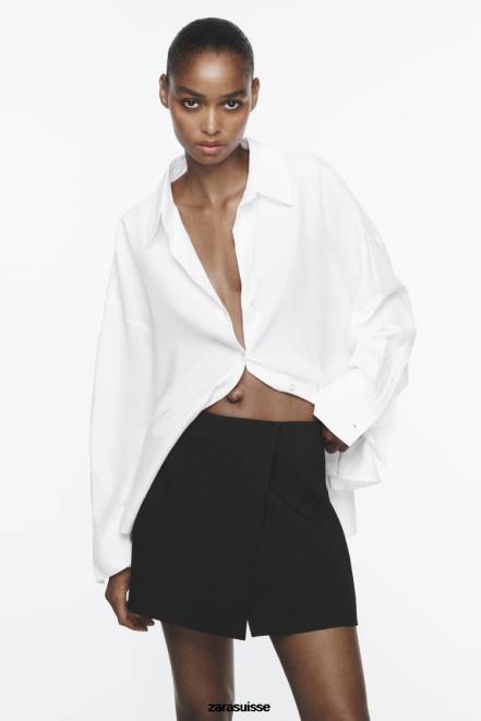 Zara vêtements P66V338 femmes chemise en popeline blanc