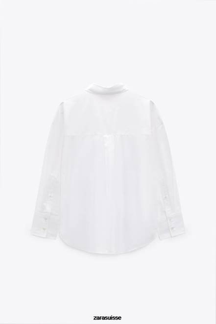 Zara vêtements P66V338 femmes chemise en popeline blanc