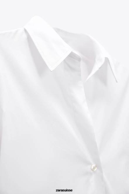 Zara vêtements P66V338 femmes chemise en popeline blanc
