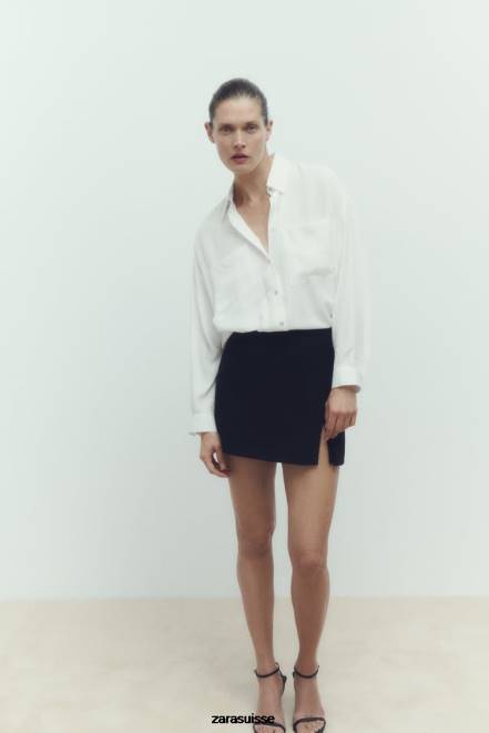 Zara vêtements P66V349 femmes chemise oversize fluide blanc