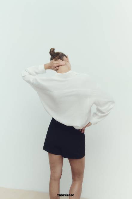 Zara vêtements P66V349 femmes chemise oversize fluide blanc