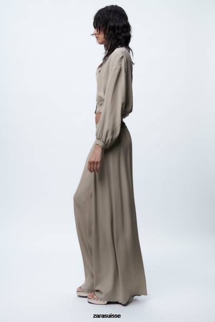 Zara vêtements P66V361 femmes bomber court fluide gris perle