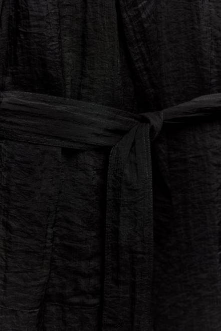 Zara vêtements P66V370 femmes blouse minimaliste ceinturée noir