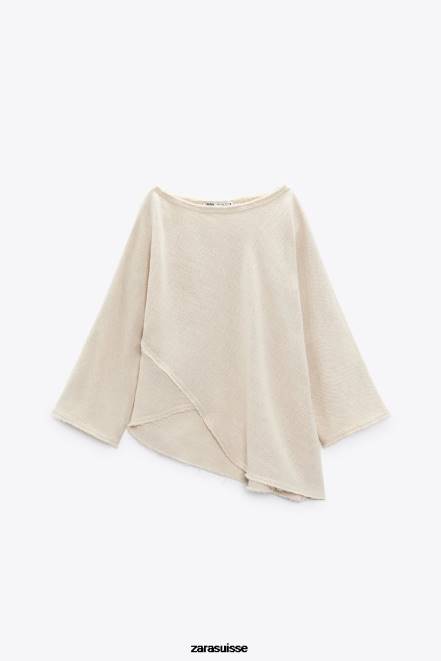 Zara vêtements P66V382 femmes chemisier texturé rustique sable