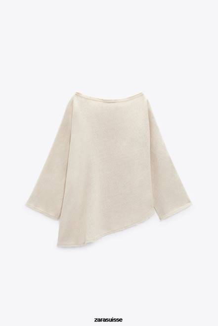 Zara vêtements P66V382 femmes chemisier texturé rustique sable