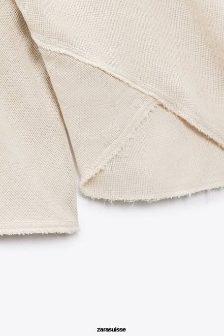 Zara vêtements P66V382 femmes chemisier texturé rustique sable