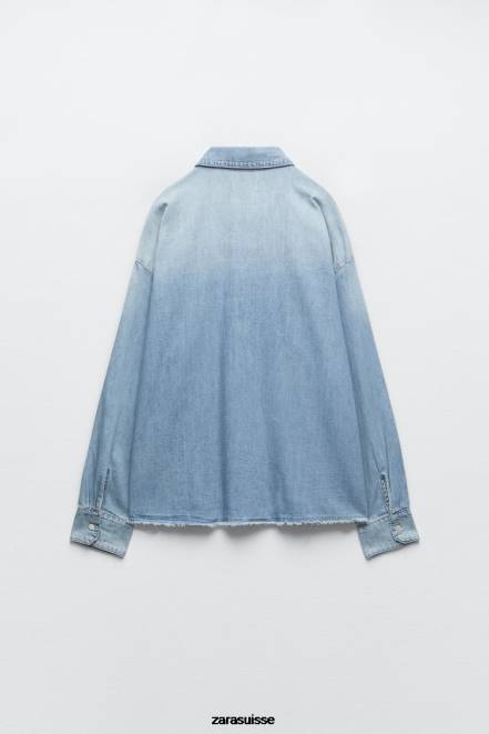 Zara vêtements P66V390 femmes chemise en jean bleu clair