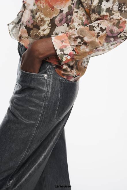 Zara vêtements P66V404 femmes chemise à imprimé floral multicolore