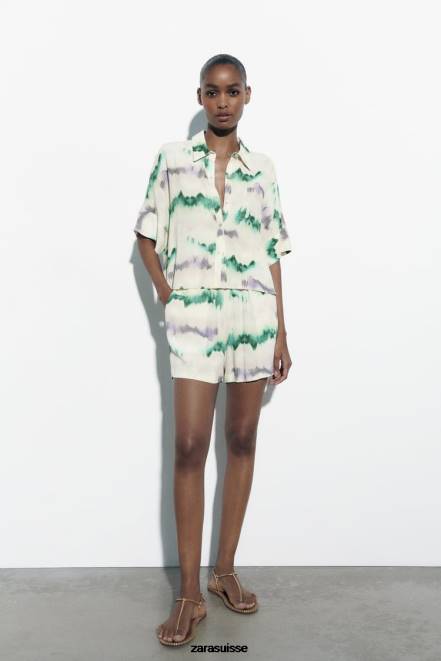 Zara vêtements P66V406 femmes chemise tie-dye multicolore